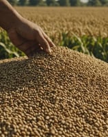 Large pile of sesam grains in a farm.
