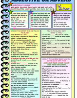 adjective or adverb worksheet with grammar explanation