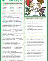 past simple esl dialogue at the cafe exercises worksheet