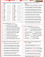 present simple tense esl printable grammar test worksheet