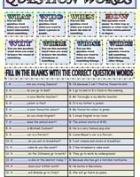question words worksheet