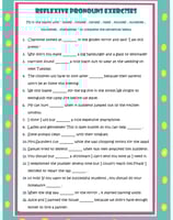 reflexive pronouns exercises esl grammar worksheet