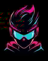 Silhouette colorée logo NeoGlitch sur fond noir