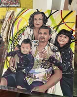 Imagem de uma quadro em Pop-Art de uma familia, encomendada pelo seu pai.