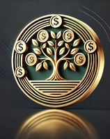 a golden coin with a tree in the middle