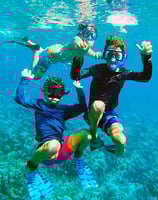 a group of people in scuba gear in the water