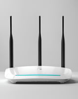 white wifi router with three black antennas