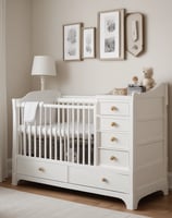 a baby's room with a crib bed and a crib