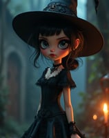 a cartoonish witch with a hat and a hat on