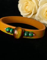 Bracelet mixte en cuir et pierres naturelles œil du tigre et malachite