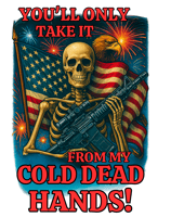 patriotic skeleton with ar15 gun take from cold dead hands