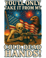 patriotic skeleton with sniper rifle barrett gun take from cold dead hands