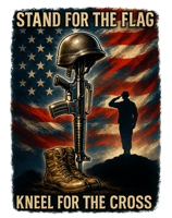 patriotic battlefield cross american flag salute