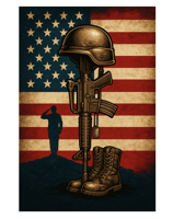 patriotic battlefield cross american flag salute