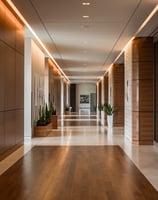 Remodelación de recepción de oficina con diseño personalizado