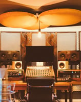 Main mix area with Adam S3A monitors and vintage TEAC desk