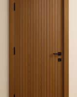 a door with a wooden door and a door handle