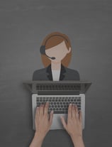 a person wearing a headset and a headset