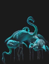 Eine Gruppe blauer Flamingos