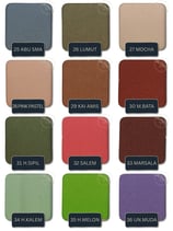 oleksi warna lengkap kain kanvas SIGNIFO, menampilkan warna Plum, TNI, Orange, dan lainnya