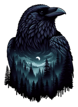 a black and white photo of a raven on a dark background