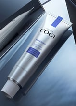 3D visualization of skin cream tube, metallic plastic texture, detailed labeling for premium design.