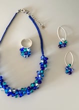 Collier bague et boucles d'oreilles en verre de Murano