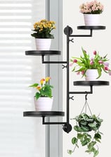 Rotating Window Plant Shelves, 4-tier Metal Plant Stand, Wall Mounted Plants Holder, Indoor&Outdoor 