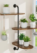 Rotating Window Plant Shelves 3 Tier, Plant Stand Indoor Outdoor Wooden Window Plant Shelf with 3 Ci