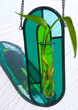 2 Sets Stained Glass Plant Propagation Station with Glass Tubes and Chain Hanging Terrarium Wall Pla