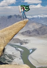 Panoramic view of skardu valley along with marsur rock Pakistan 