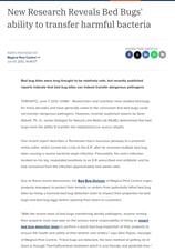 Article about a research that concluded that bedbugs have the ability to transmit harmfull bacterias