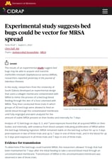 Study concluding bedbugs are MRSA pathogen spreading vectors.