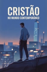 a man standing on a ledge with a city in the background