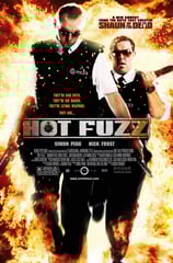 Poster for Edgar Wright's 'Hot Fuzz' screening hosted by Auckland International Film Club