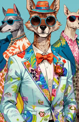 a fox in a suit and sunglasses with a dog in a suit
