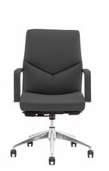 Mid-back black executive chair with soft armrests and swivel base