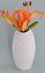 Vase plat ovale, Érosion 20 cm,  Porcelaine blanche