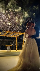 wedding first dance with fireworks