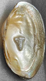 "Side view of 11mm designer cultured pearl with detailed divine face–nucleus-based-Sent overseas"