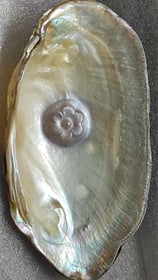 "10mm white flower-shaped designer cultured pearl with nucleus–artisanal finish-Globally tradable"