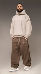 Model wearing branded apparel for fashion photoshoot