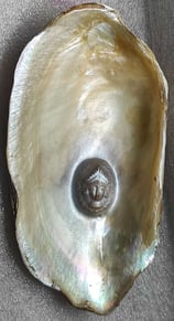 "Handcrafted divine face cultured pearl–approx 11mm white pearl, nucleus grown-Export-grade"