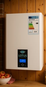 Platzsparende Lotus E300 Plasma Therme – kompakter Heizkessel mit moderner Plasma-Technologie