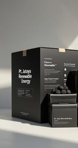 Black box packaging of premium coconut charcoal briquettes – PT Jatayu Renewable Energy