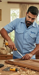 symphony maintenance and property management hero section image of employee doing carpentry work