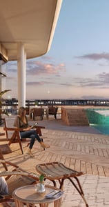 Private terrace with a pool overlooking sunset views at One Ninety’s W Residences