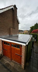 Finished garage roof renovation from front