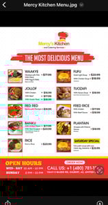 Mercy's Kitchen Menu
