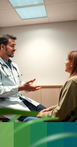 a doctor talking to a patient in a hospital